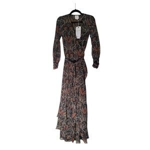 NWT Misa Paisley Print Pamela Maxi Wrap Dress Long Sleeve Spartina